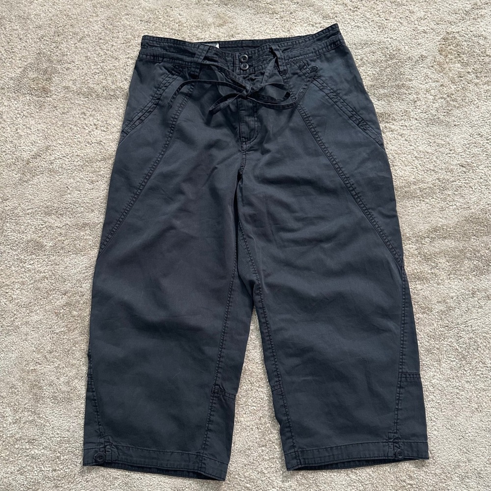 NWT Free People Washed Black Drawstring Cropped Size 6 Utility Pants MSRP$98 - Picture 3 of 7